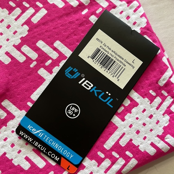 Ibkul Kimberly Print Long Sleeve Polo Quarter Zip in Pink/White Houndstooth - Picture 10 of 12